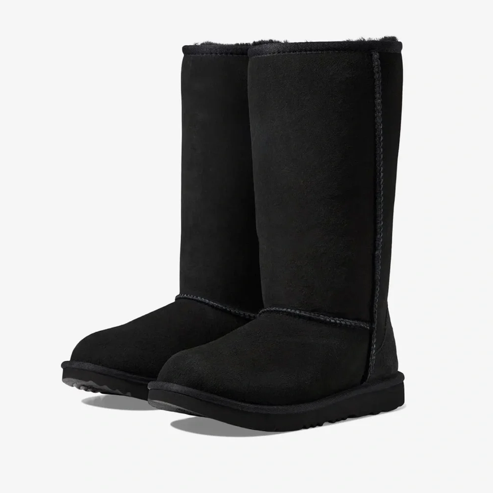 Ugg Black Tall Black Shearling Boots Bigs Kids Girl EUC
